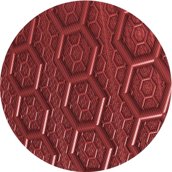 Ahgly Company Indoor Round Patterned Cranberry Red Area Rugs, 8' Round