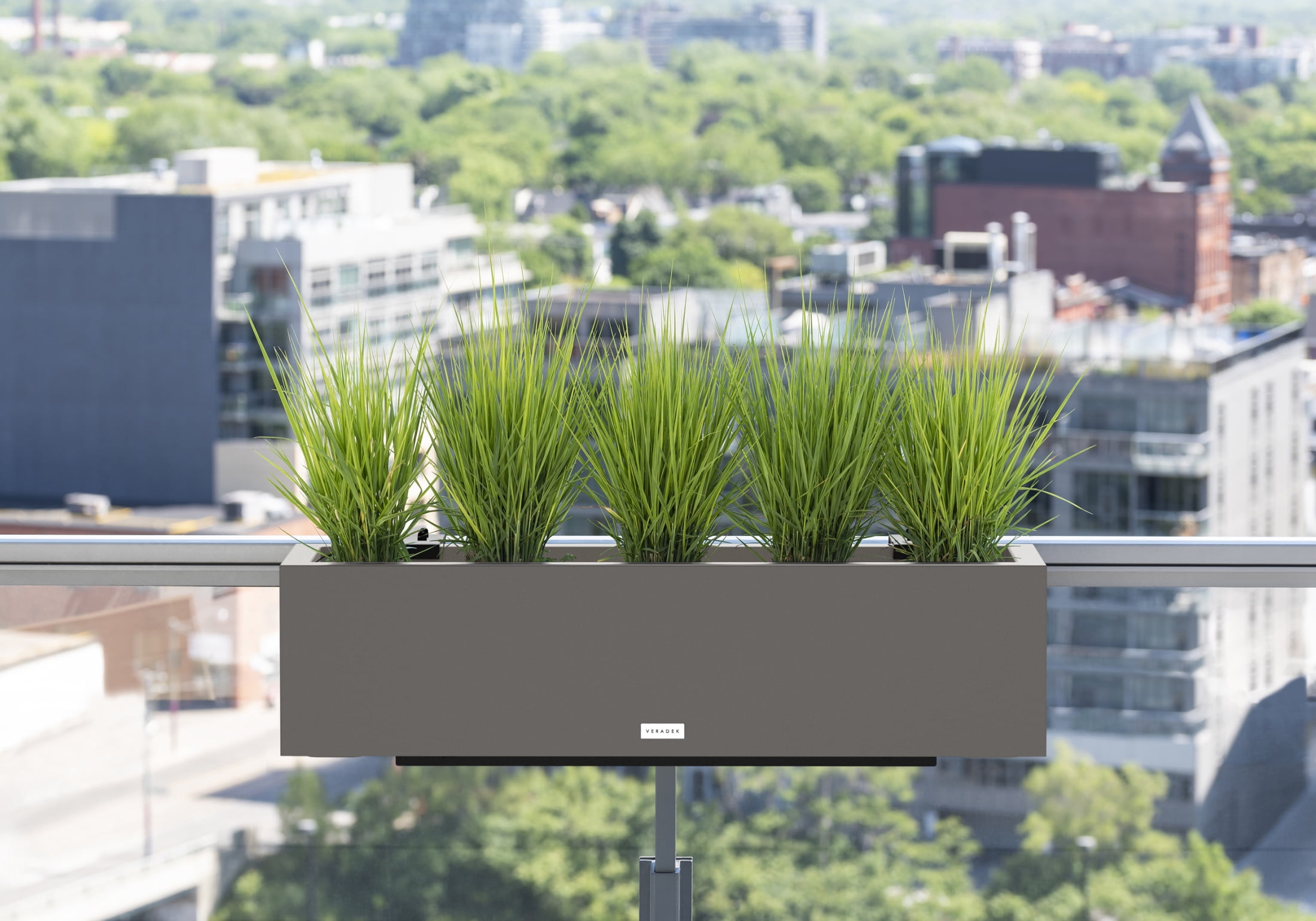 Veradek Block Series Trough 36" Plastic Planter w/ Bracket - Gray