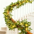 thumbnail image 4 of 190cm Battery Operated LED Lighted Vine Greenery Leaves With Fairy Lights For Home Bedroom Wall Shelf, 4 of 4