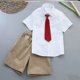 thumbnail image 4 of Odeerbi Niños 2 Piezas Caballero Traje Formal Preppy Vestido de Manga Corta Camisa y Traje Pantalones Cortos Conjunto de Uniforme Escolar, 4 of 8