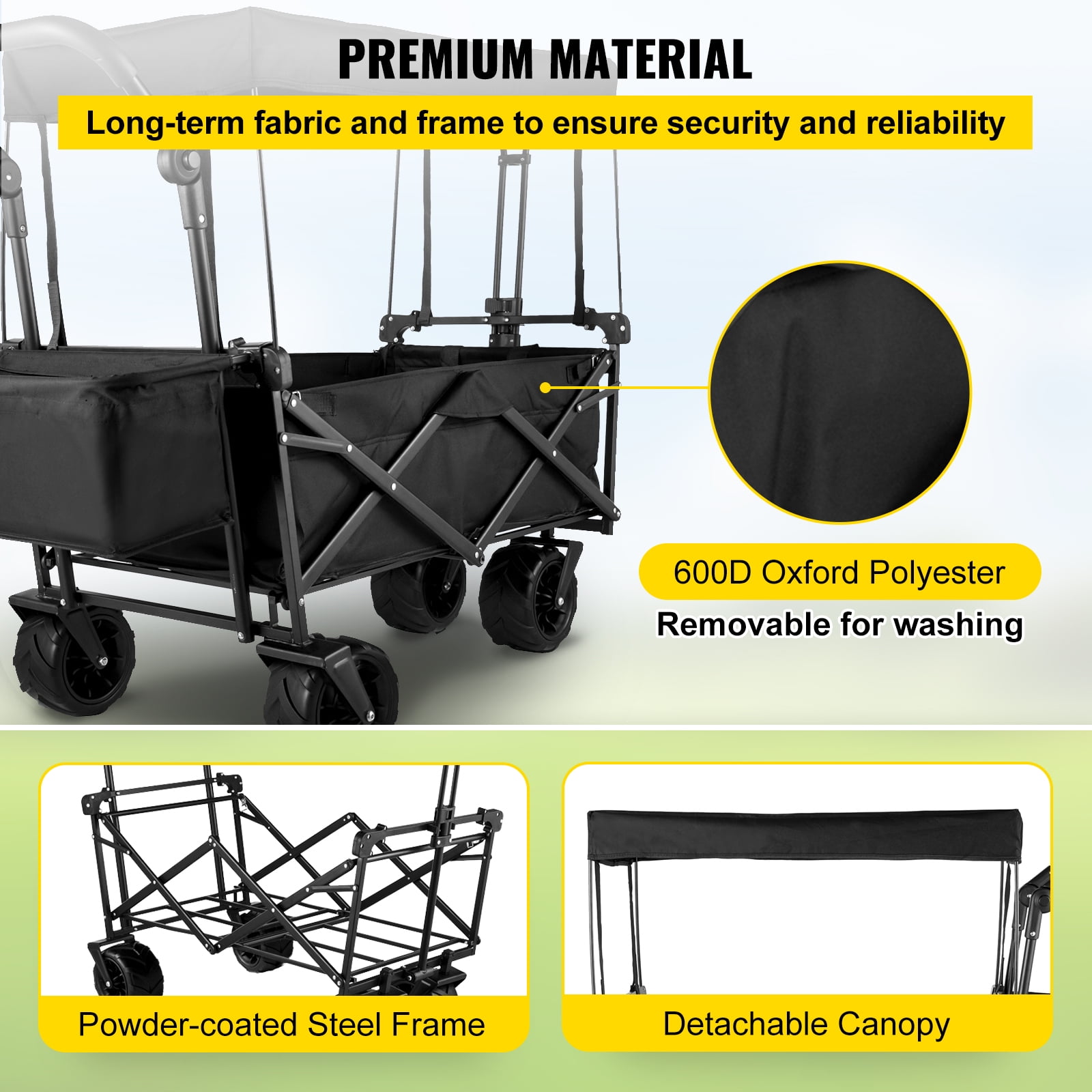 VEVOR 220.5 lbs Capacity with Garden Wagon with Removable Canopy
