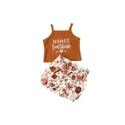 Yinyinxull Infant Baby Girl Clothes Sets 2Pcs Strap Vest Tank Tops Floral Print Shorts Summer Beachwear