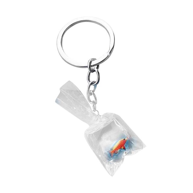 Porte-clés Poisson en Résine Transparente, Pendentif Poisson Rouge Mignon avec Résine Transparente, 6 Couleurs Disponibles, Durable et Facile à Utiliser pour Accessoires DIY, Décorations de Sac, Accessoires de Voiture, et Plus