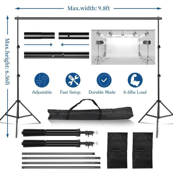 XgoodX 10ft Heavy Duty Photo Video Studio Backdrop Background Support Stand with Bag