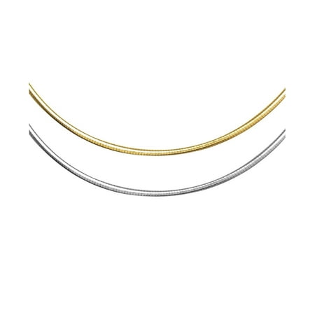 Omega Silver Jewelry Box - Jewelers 17.5 inch 2-Tone Sterling Silver & 14K Gold 3MM Reversible Omega Chain Necklace BOXED