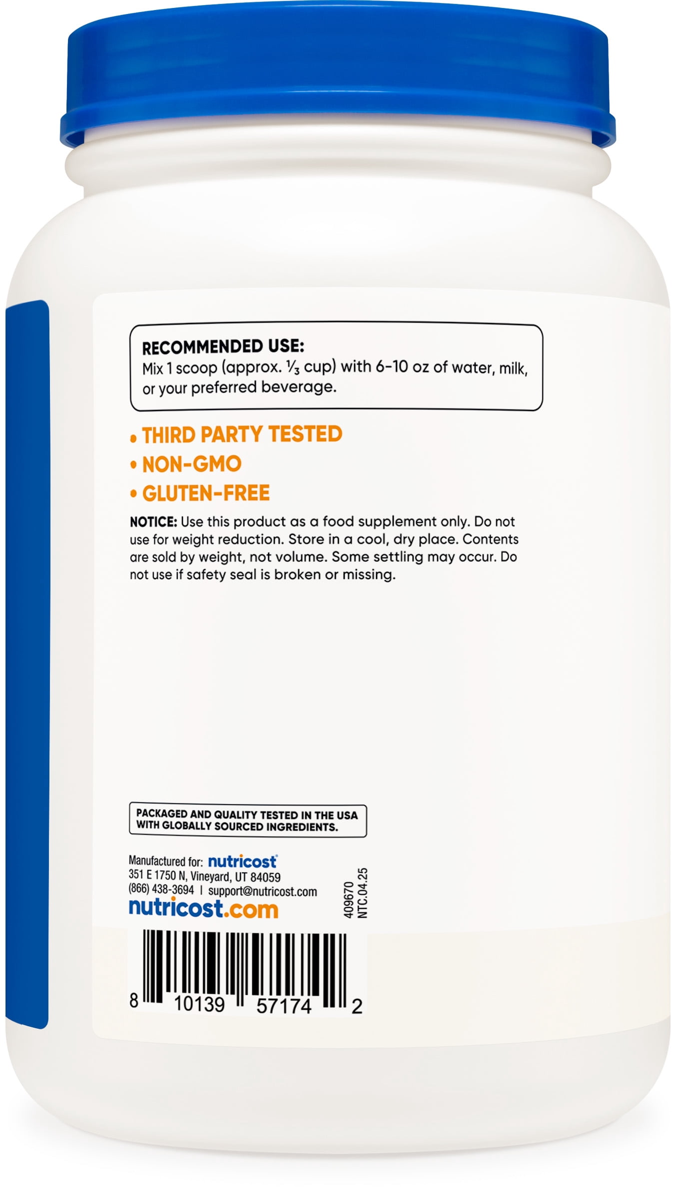 Nutricost Whey Protein Isolate Powder (Unflavored) 2LBS - Non-GMO & Gluten Free