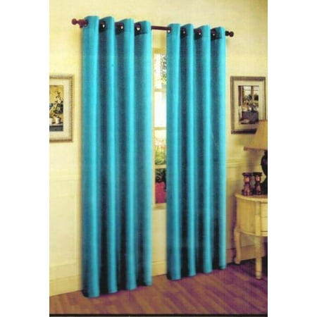 1 Panel Nancy Solid Turquoise Semi Sheer Window Faux Silk Antique
