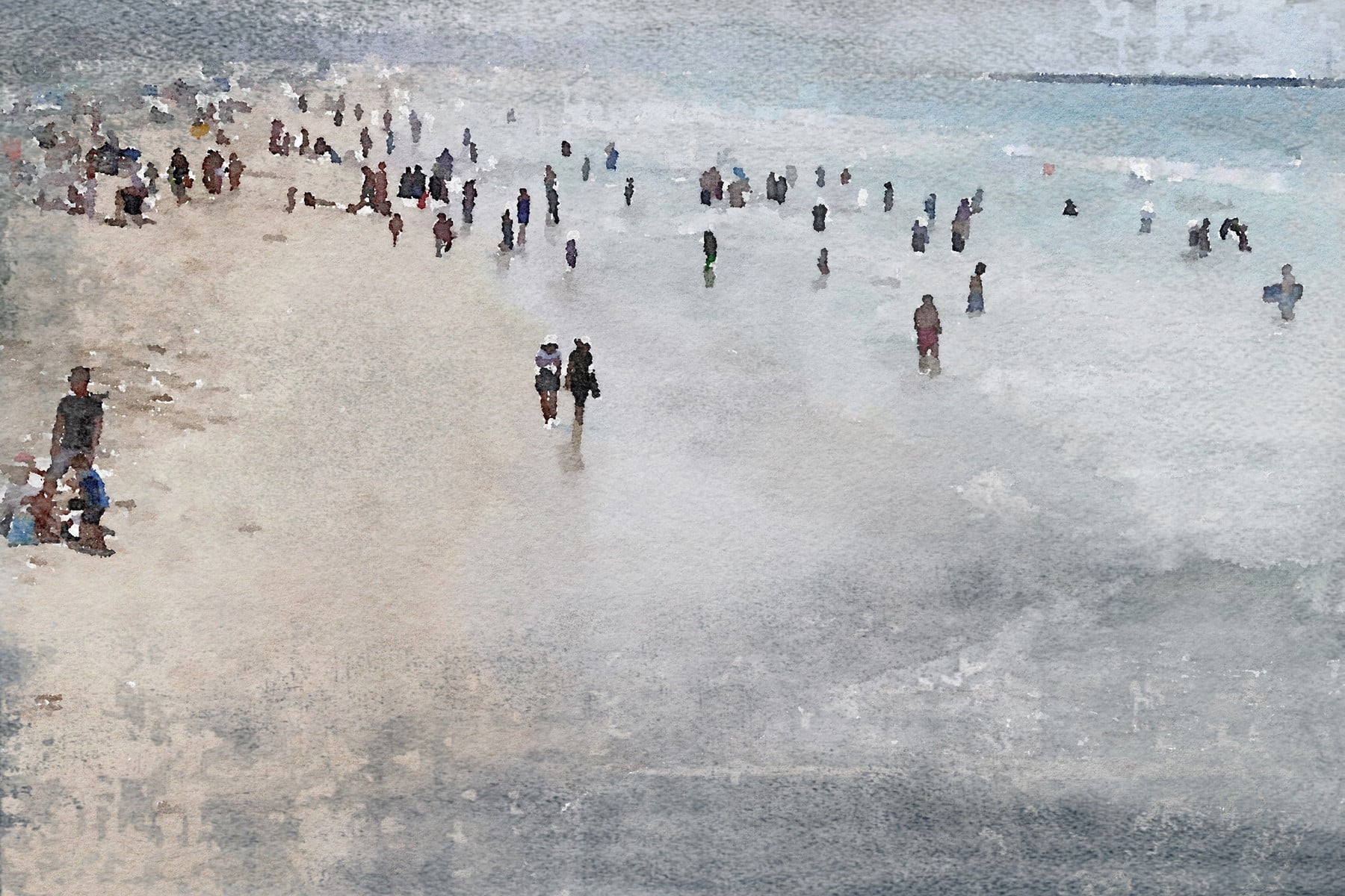"Cool Day on the Beach" Painting Print on Wrapped Canvas