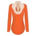 thumbnail image 4 of YONGHS Womens Glittery Gymnastics Dance Leotard Sheer Mesh Ballet Bodysuits Top Latin Dancewear Orange XL, 4 of 7