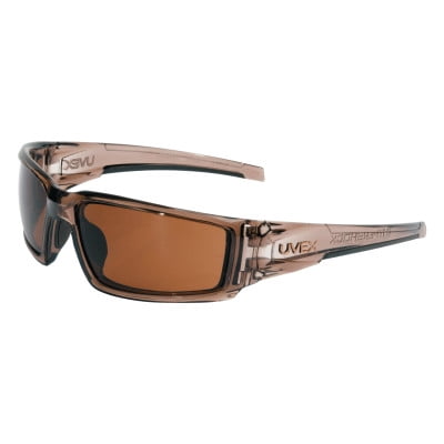 - Hypershock Safety Eyewear, Gold Mirror Lens, Hard Coat, Smoke Brown Frame