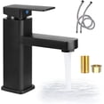 thumbnail image 1 of Grifería para Baño, Llave de acero inoxidable lavabo, Agua Caliente y Fría, Grifo Monomando, Grifo del fácil de instalar, Mezcladora para Lavabo de Baño con Manguera (Negro), 1 of 5