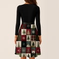 thumbnail image 6 of Christmas Dresses for Women Women's Casual Fashion Round Neck Long Sleeve Christmas Printed Party Vintage Long Dresses for Holiday Gathering,Wine,5XL, 6 of 7