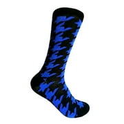 Men's Black with Royal Blue Houndstooth Pattern Dress Casual Socks