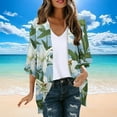 thumbnail image 6 of Htigea Womens 3/4 Sleeve Cardigan Trendy Print Cardigans Blouses Open Front Chiffon Cardigan Tops Green,XXL, 6 of 6