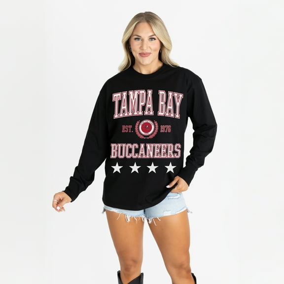 Women's Gameday Couture Black Tampa Bay Buccaneers Oversized Everyday Star Long Sleeve T-Shirt
