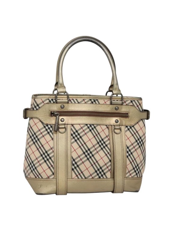 Pre-Owned Burberry Nova Check Tote Canvas And Leather Beige Canvas Handbag