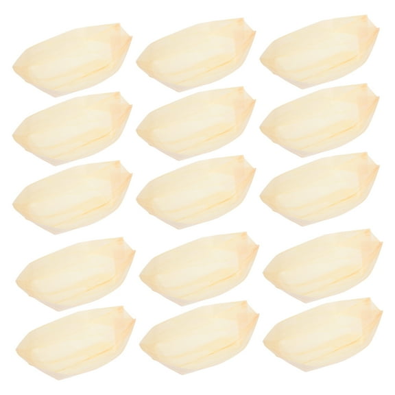 OUNONA 50pcs Restaurant Sushi Wood Boat Charcuterie Sushi Boats Wood Boat Plates Wood Plate Sashimi Plate Disposable Wooden Boat for Camping