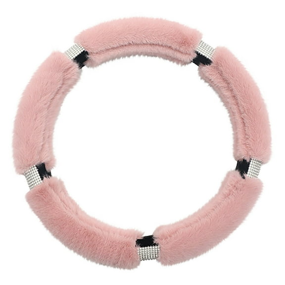 Winter Warm Handlebar Cover Antler Thick Plush Steering Wheel Cover Pink