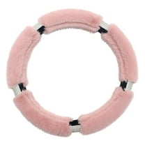 Winter Warm Handlebar Cover Antler Thick Plush Steering Wheel Cover Pink