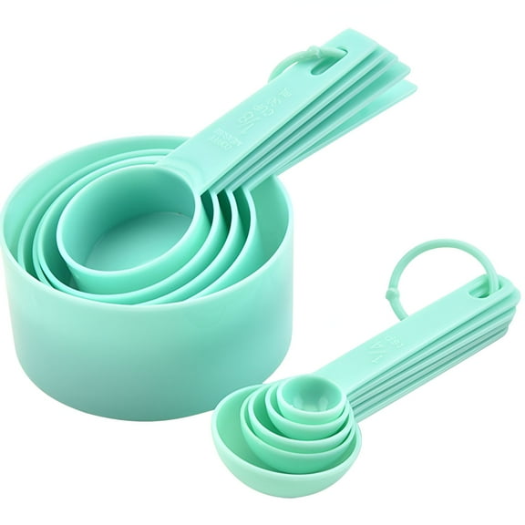 ACDANC 10Pcs Measuring Cups and Spoons Set,Plastic Plastic Measuring Cup,Hanging Design Measuring Spoons Set,Green1