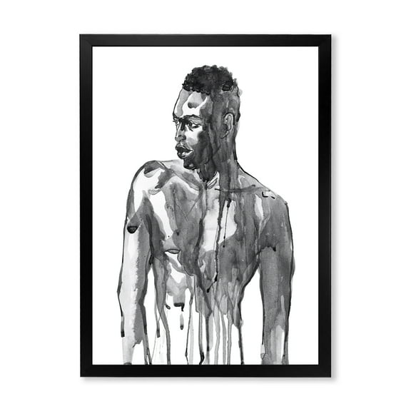 Designart 'Portrait of Handsome African Man On White I' Modern Framed Art Print