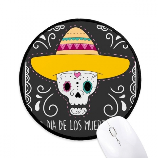 Hat l Mexico Happy The Day Of The Dead Mouse Pad Desktop Office Round Mat for Computer