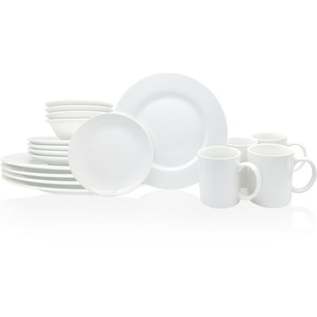 16-Piece Elegant White Porcelain Dinnerware Set: Complete Service for 4 with Plates, Bowls & Mugs