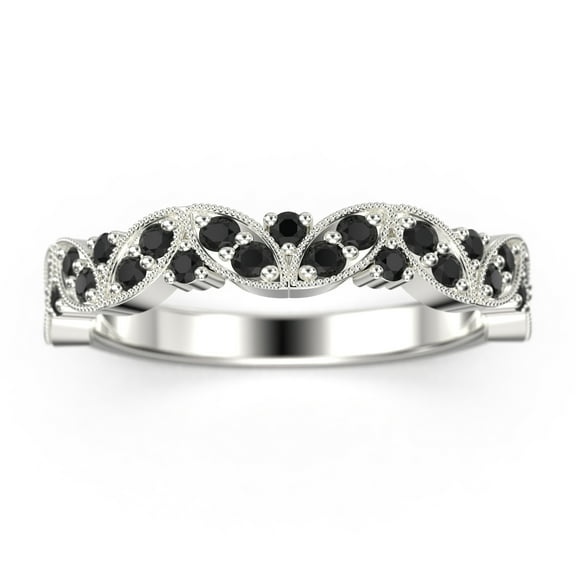 Radhe2 black diamond moissanite Wedding Ring 10k White Gold