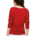 thumbnail image 5 of Made by Johnny Women's Boat Neck 3/4 Sleeve Draped Dolman Top with Side Shirring Premium Shirt XXXXL RED, 5 of 6