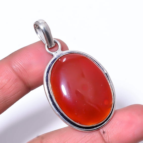 Carnelian - Brazil Designer Handmade 925 Sterling Silver Pendant 1.95" P51