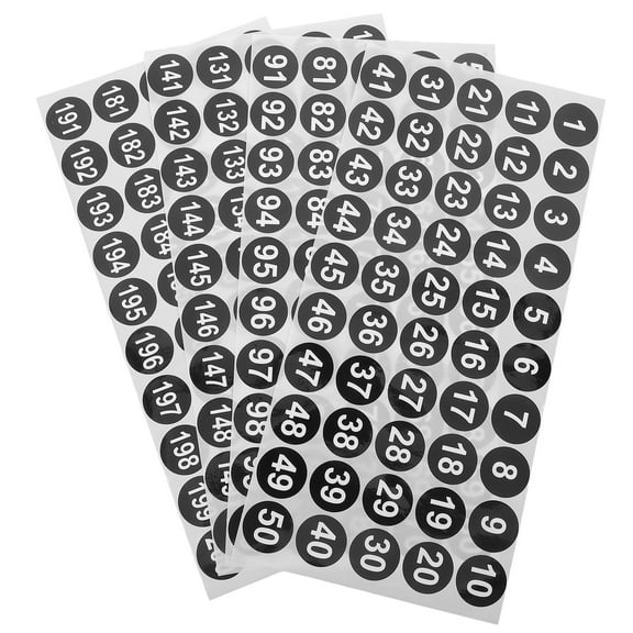 MLINS 4 Sheets Digital Stickers for Home Use Round Number Labels