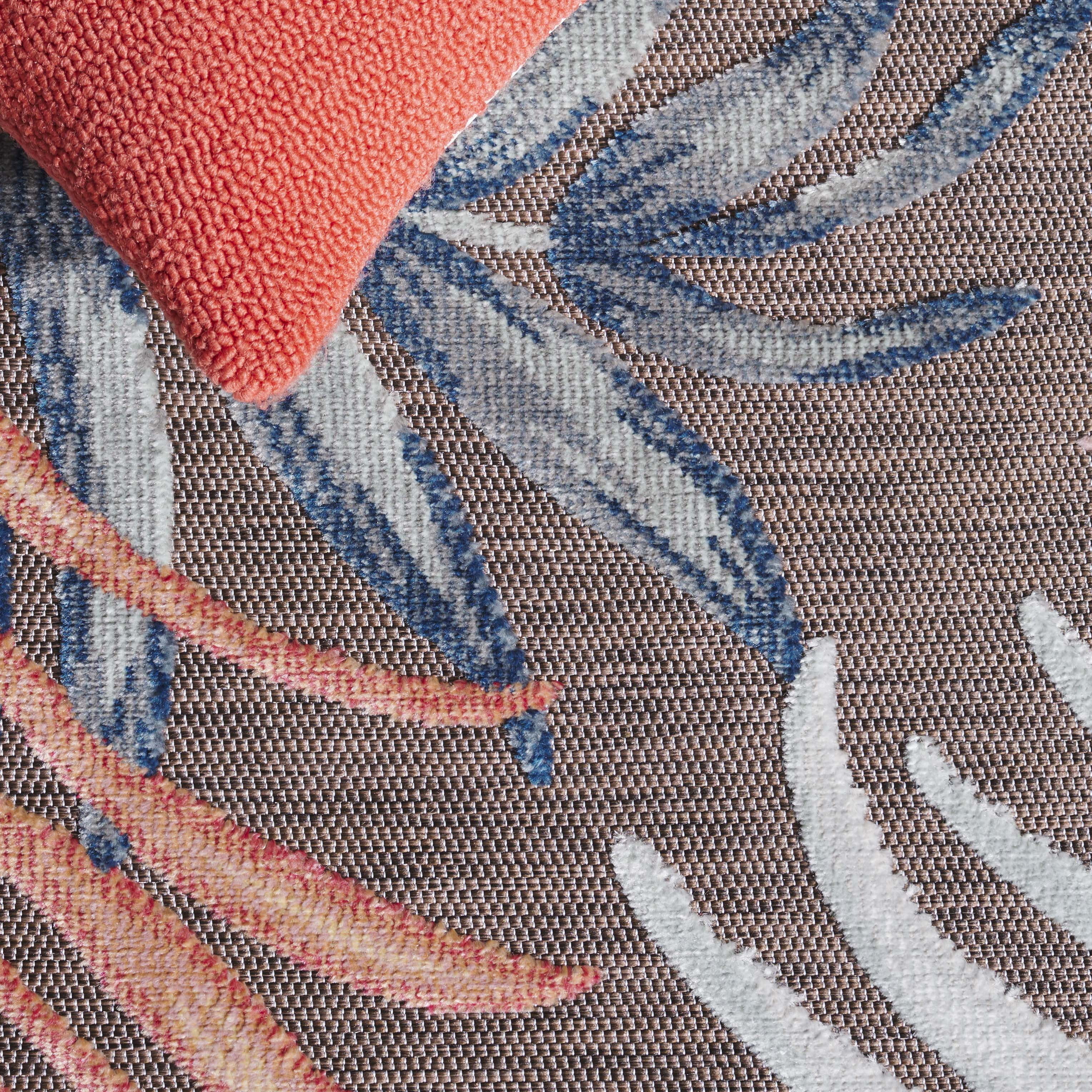SAFAVIEH Cabana Jane Botanical Indoor/Outdoor Runner Rug, Brown/Blue, 2' x 9'