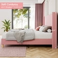 thumbnail image 5 of Queen Size Rattan Bed Frame with Headboard, Black Boho Cane Platform Bed Frame with Strong Metal Slat, Noise Free, No Box Spring Needed, Pink, 5 of 6