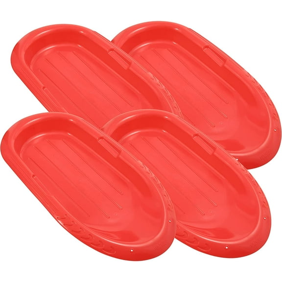 Superio Pack of 4 Toboggan Snow Sleds for Kids and Adults, 36" Heavy Duty Plastic Sliders with Handles and Holes for Pull Ropes- (Ropes Excluded)