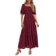 thumbnail image 1 of Vestido midi PRETTYGARDEN para mujer, verano 2025, estampado floral, rojo vino, 1 of 7