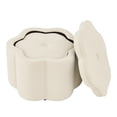 thumbnail image 2 of Aukfa 24" Set of 2 Round Storage Ottomans, Flower-Shaped Nesting Pouf Footrest Stools for Living Room, Bedroom, Dorm, Beige, 2 of 8