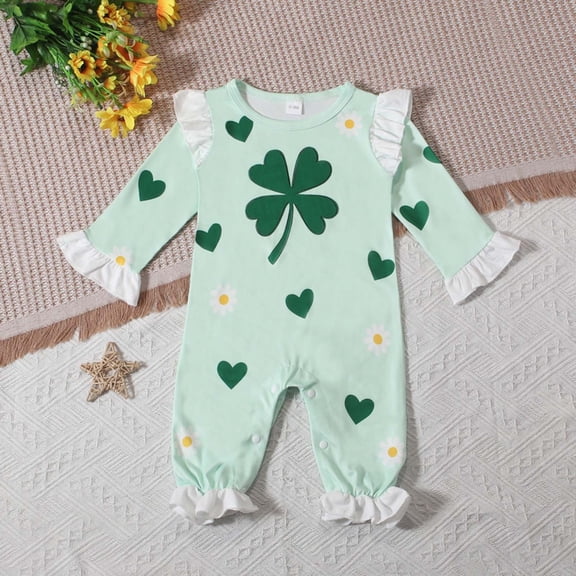 Bovxnpu Baby Boys' Bodysuits Long Sleeve St Patrick Day Infant Bodysuit Flared Cuff Unisex Style Bodysuit Summer Outfits