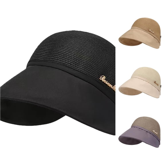 Xijirk Sun Hat with Curved Wide Brim for Outdoor Travel Gardening Daily Life for Adult Female Breathable Woven Sun Cap,Black,One Size