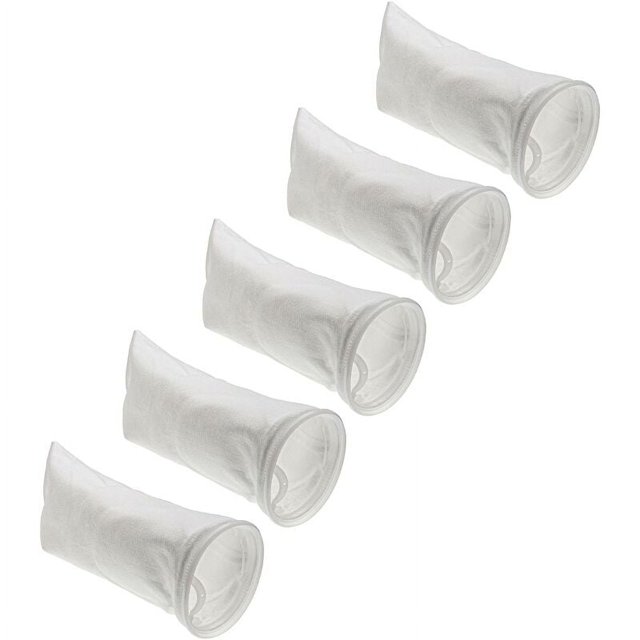 5x Calcetines filtrantes universales para acuario, piscina, skimmer - Bolsa filtrante, polietileno, 18 x 45 cm, 100 micrómetros, blanco