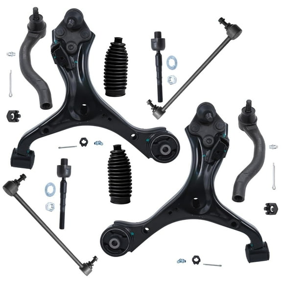 Detroit Axle - Front End 10pc Suspension Kit for 2013 2014 2015 Honda Civic [Automatic Transmission] 2 Lower Control Arms w/Ball Joints 4 Inner Outer Tie Rods 2 Sway Bars 2 Boots Replacement