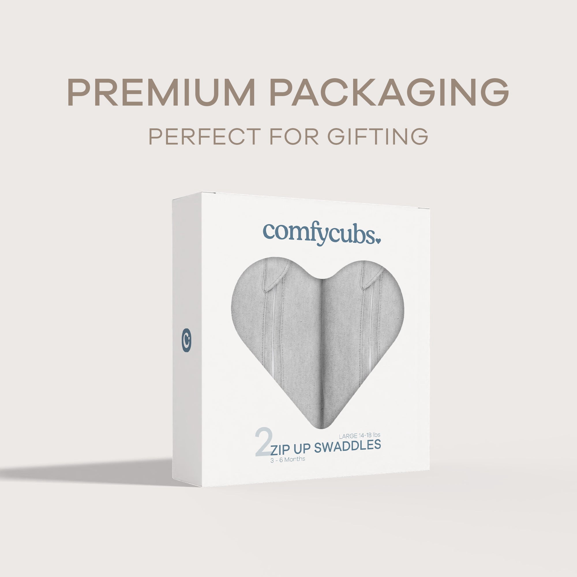 Comfy Cubs Swaddle Blanket Baby Girl Boy Easy Zipper Wrap 2 Pack Infant (Large 3-6 Months, Grey)