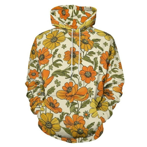 70s Retro Floral Men's Women Vintage 3D Hooded Sweatshirt - All-Season Loose Fit Streetwear
