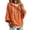 Orange, variant on Womens Loose Hooded Tops Fashion Waffle Knit Sweaters 3/4 Length Sleeve Drawstring Pullover Autumn Shirts White S