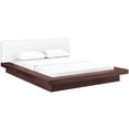 thumbnail image 3 of Modern Contemporary Urban Design Bedroom Queen Size Platform Bed Frame, White, Fabric Wood, 3 of 5