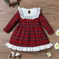 thumbnail image 2 of YEEDISON Baby Dress Children's Dress Spring Fall Clothes for Kids Fashion Plaid Lace Ruffles Long Sleeve Christmas Party Girls Dresses School Children Girl Clothing 18M-6Y, 2 of 4