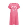 thumbnail image 4 of Lorytime Womens Nightgown Short Sleeve Knee Length Pajamas Dress Oversized Round Neck Heart Print Sleepshirts Sleepdress Nightdress Comfy Soft Lounge House Nightgowns Pink S, 4 of 5