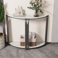thumbnail image 2 of Wisfor 2-Tier Half Moon Marble Console Table, Hall Desk, Entryway Table, Storage Shelf, 2 of 12