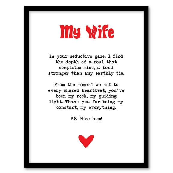 Artery8 Love Poem My Everything Wife Romantic Poetry Fun Bedroom Art Print Framed Poster Wall Decor 12x16 inch