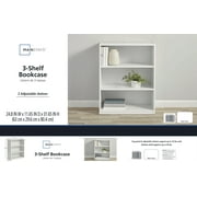 Mainstays 3-Shelf Bookcase with Adjustable Shelves, White