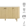 thumbnail image 3 of Sideboard Console Table Entry Display Cabinet, Natural Brown, Genuine Marble, Wood, Living Dining Room Kitchen Cafe Bistro Hospitality Restaurant, Modern Contemporary, HB37999, 3 of 10
